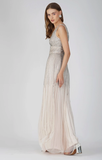 Lorelai Powder Pink Embellished Maxi Dress