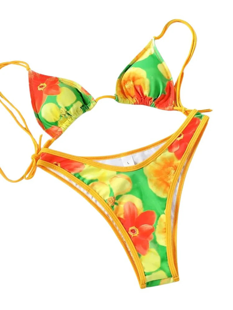 Hailey Bieber Bikini, Designer Swim Dupe, Floral Triangle Bikini, Hot Girl Summer, Y2K