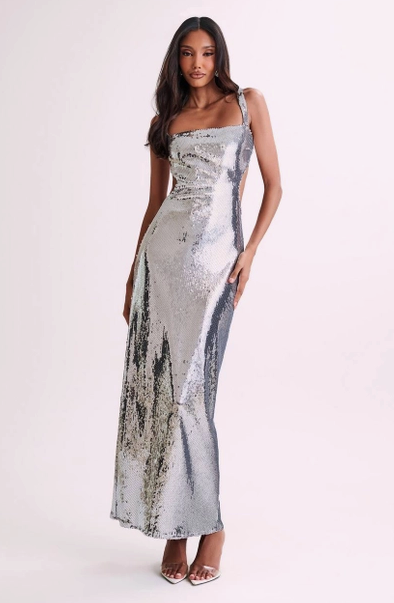 Silver Strokes Maxi Dress