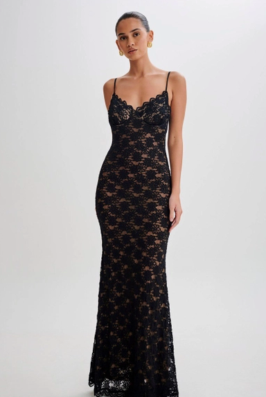 Black Lace Floral Evening