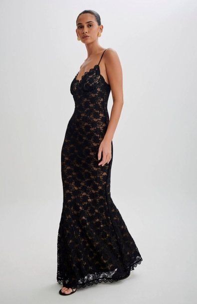 Black Lace Floral Evening